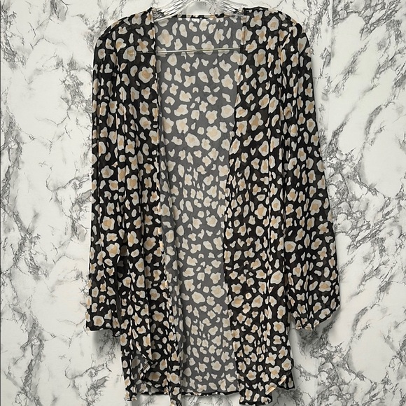 Women’s Leopard Print Sheer Kimono Cover Up Size S - Picture 2 of 10